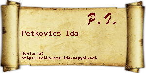 Petkovics Ida névjegykártya